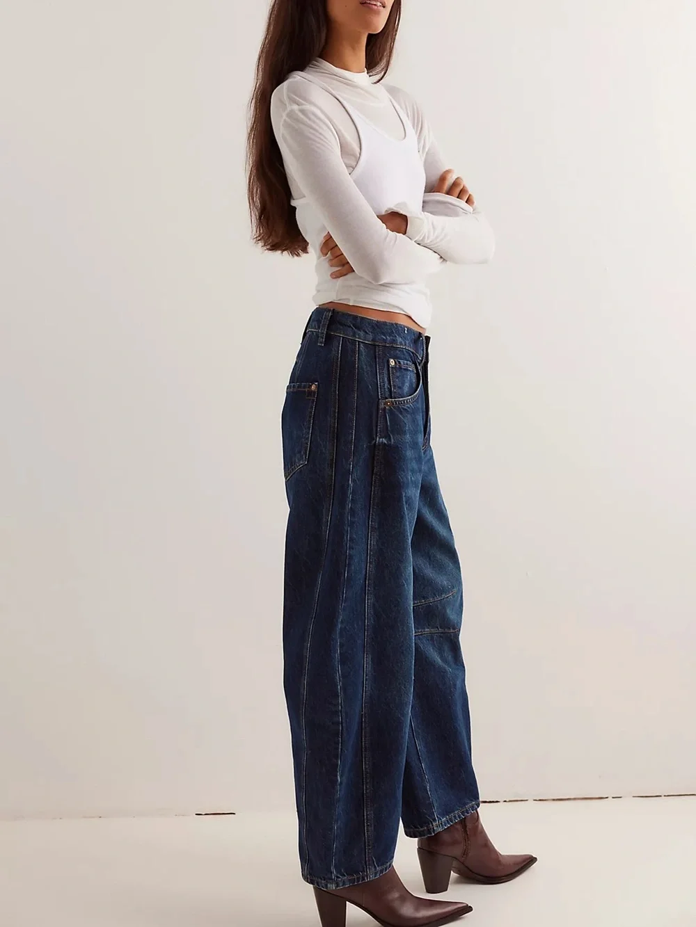Free People  Good Luck Mid-Rise Barrel Jeans